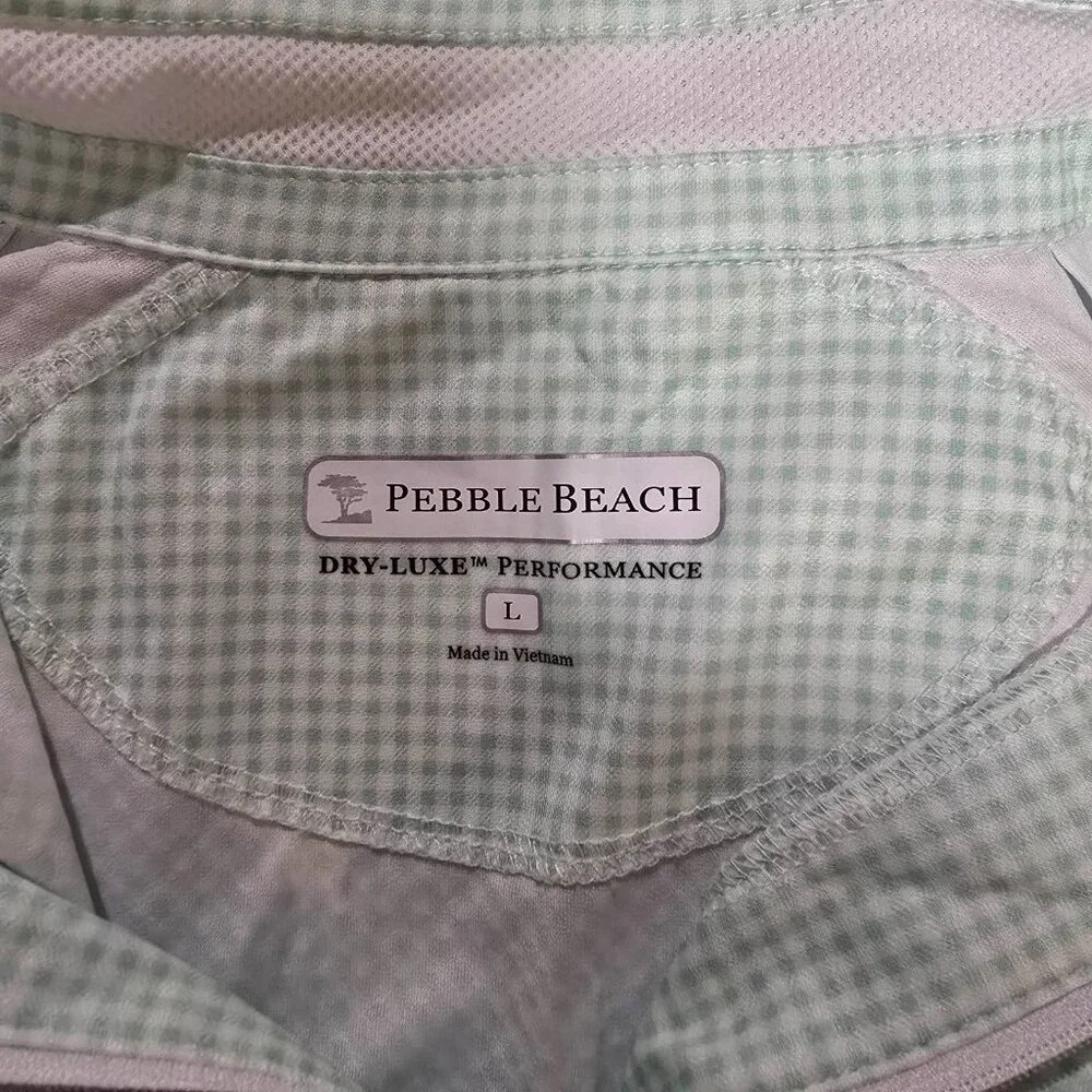 Pebble Beach Dry Luxe‎ Performance Long Sleeve Golf Tennis 1/4 Zip Gingham Sz L